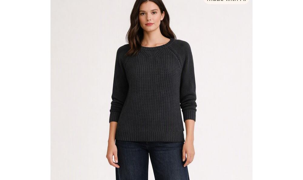 Lauren Ralph Lauren Angora Blend Button Accent Waffle Knit Sweater Size M